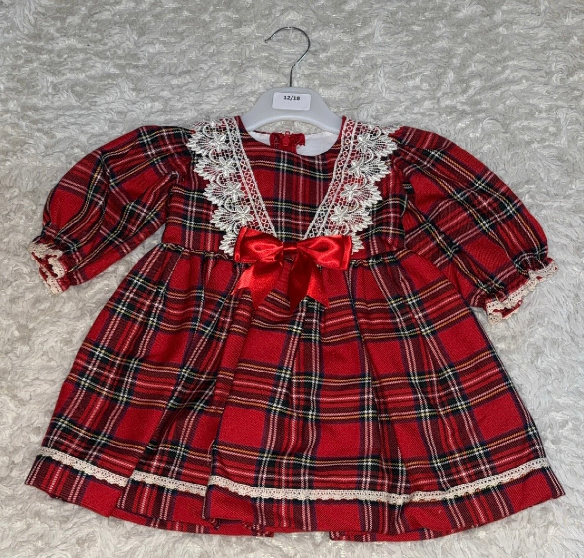 Long Sleeve Lace Tartan Dress