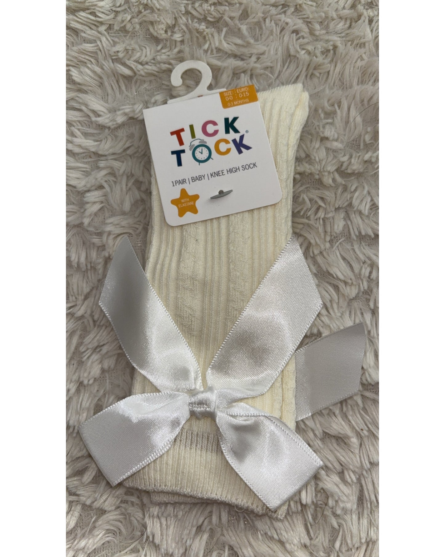 Tick Tock Knee High Bow Socks