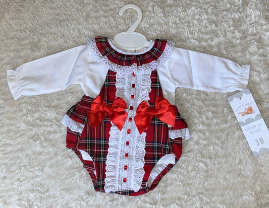 Red Tartan Bow Romper