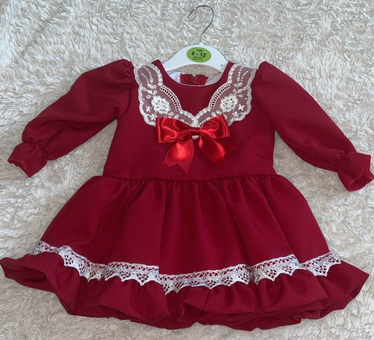 Red Lace & Bow Dress