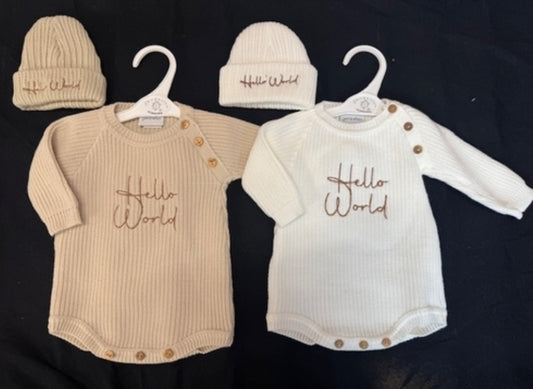 Hello World Romper & Hat