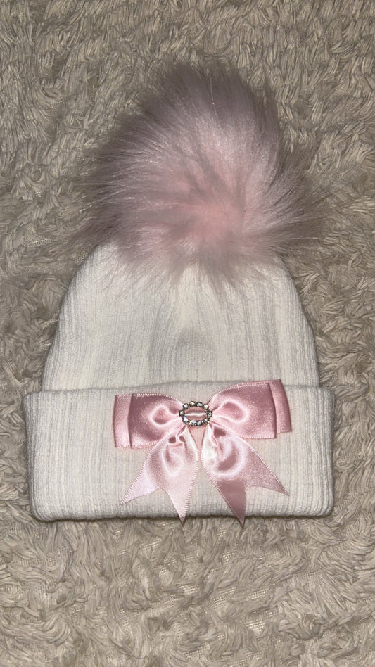Single Pom Pom Bow Hats