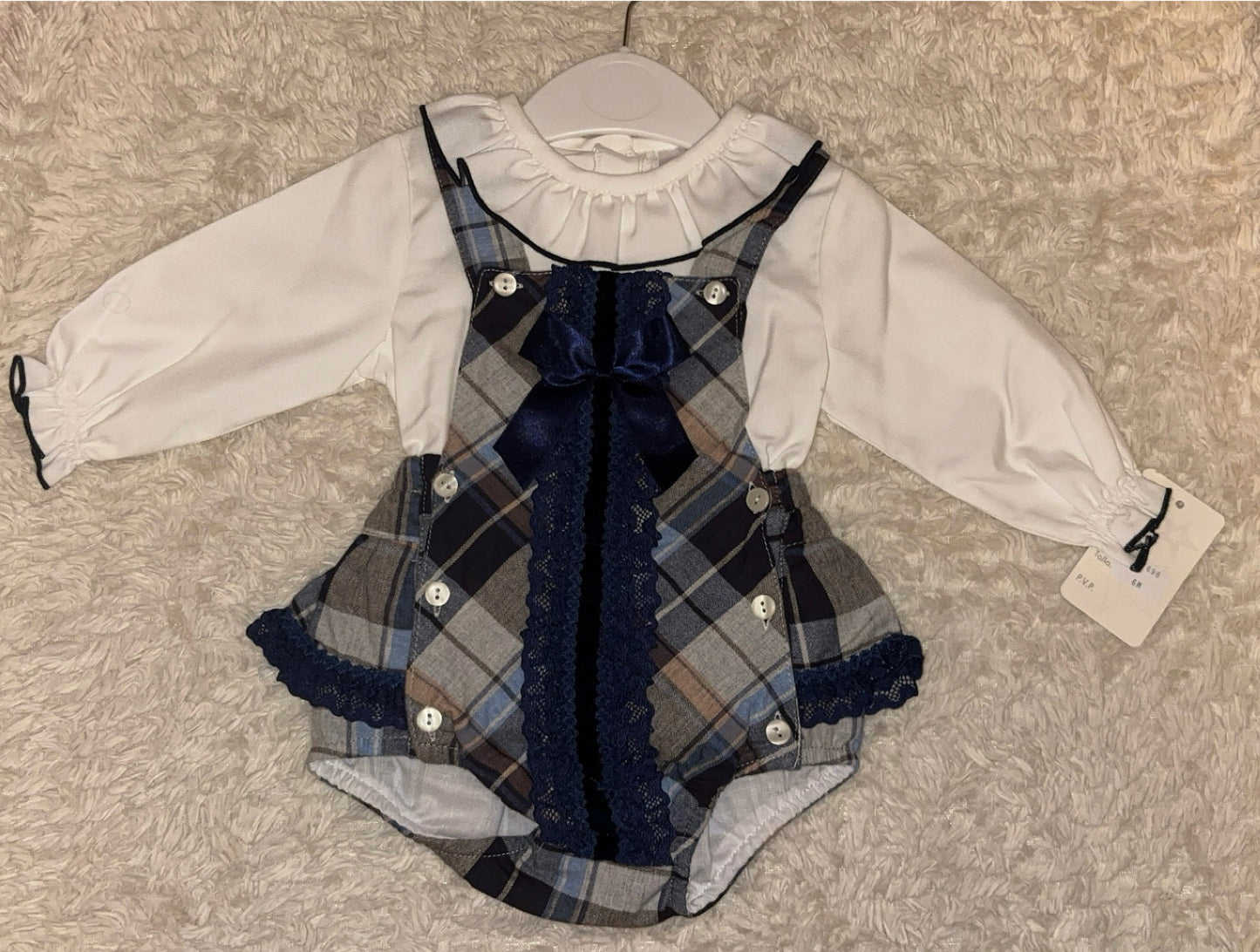 Navy Tartan Romper