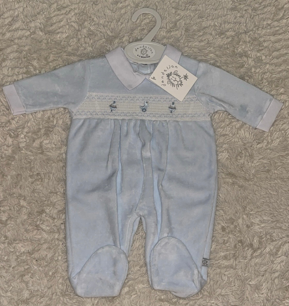 Dandelion Velour Sleepsuit