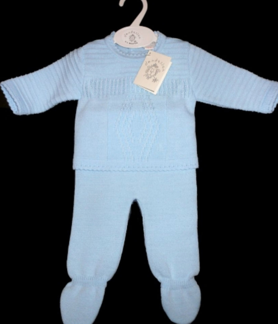 Dandelion Patterned Blue Knitted Set