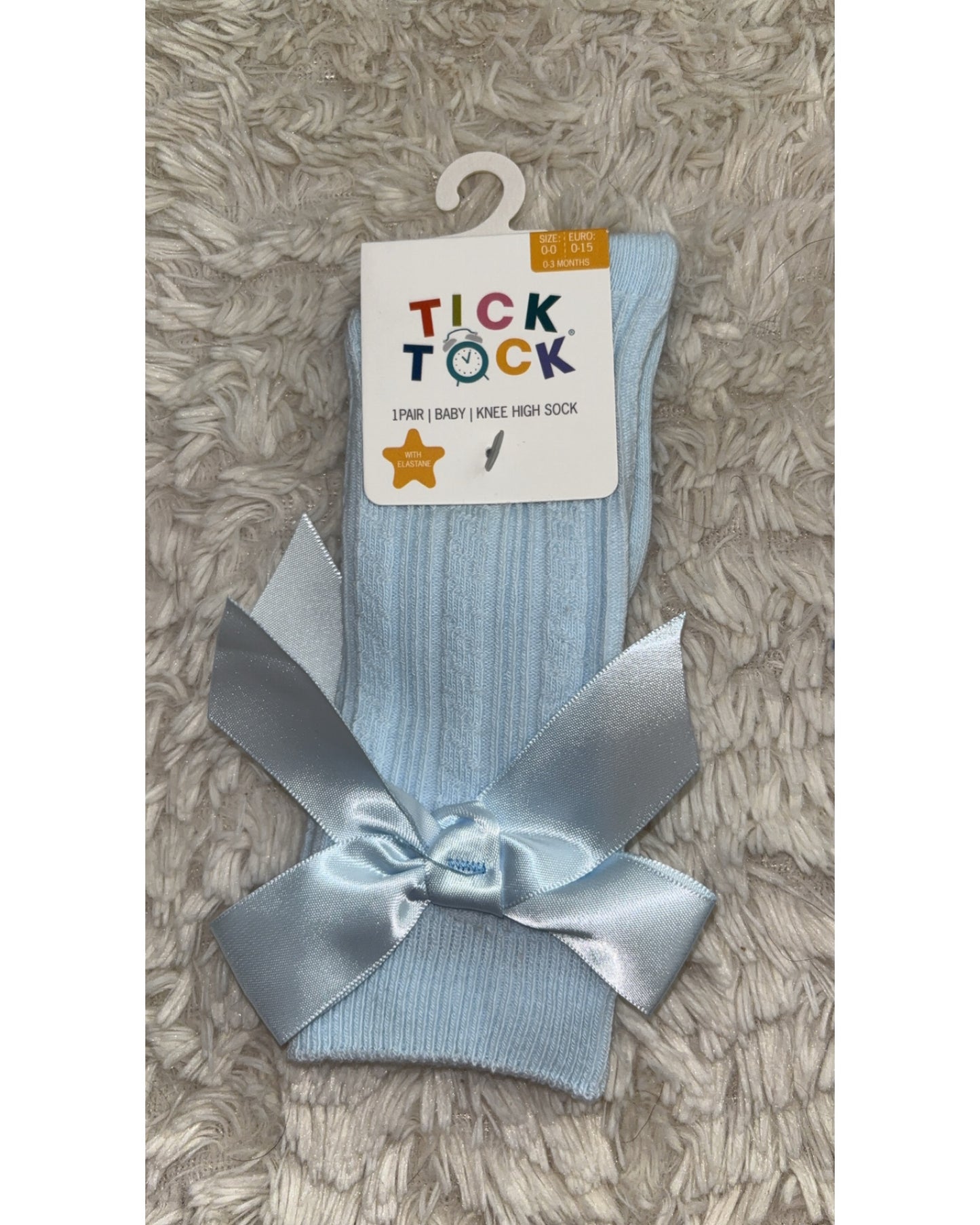 Tick Tock Knee High Bow Socks