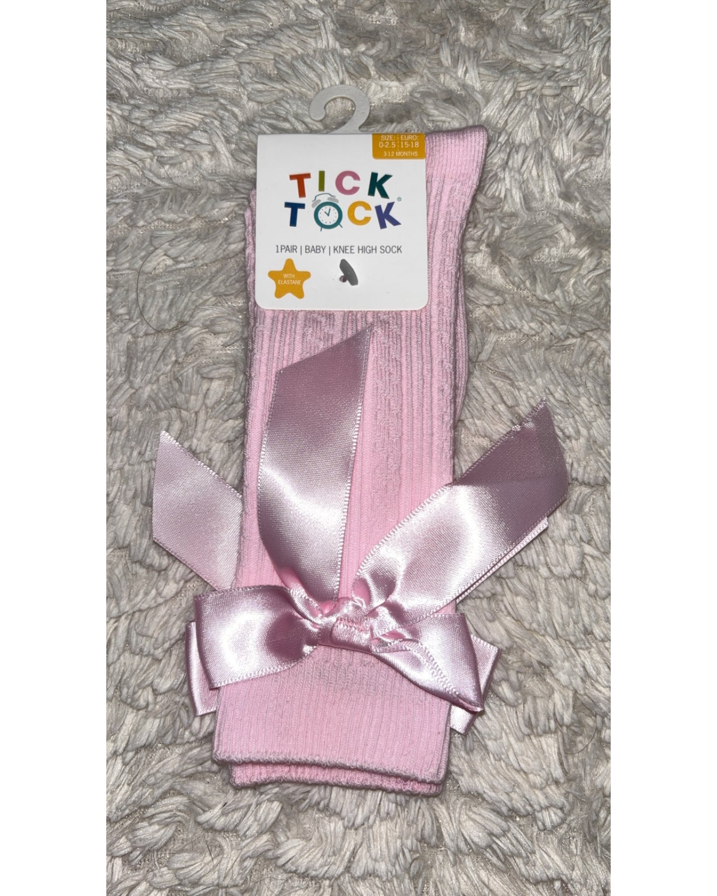 Tick Tock Knee High Bow Socks