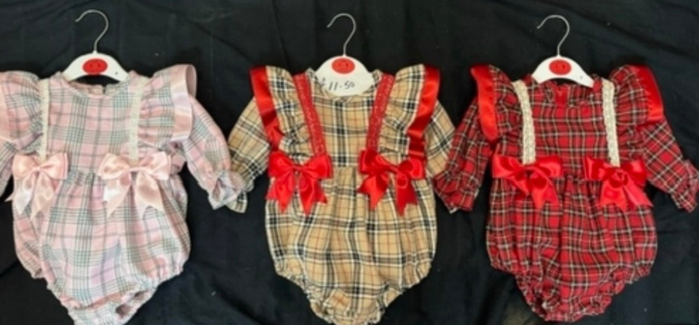 Tartan Long Sleeve Romper