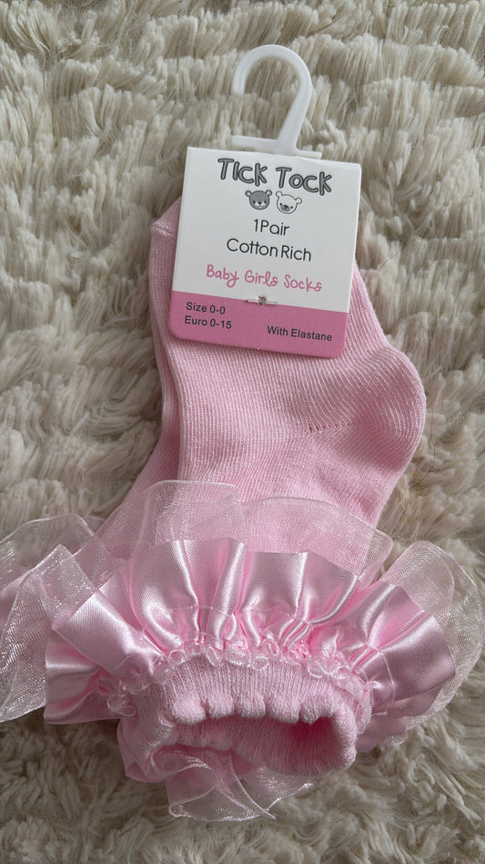 Pink Satin & Tulle Socks