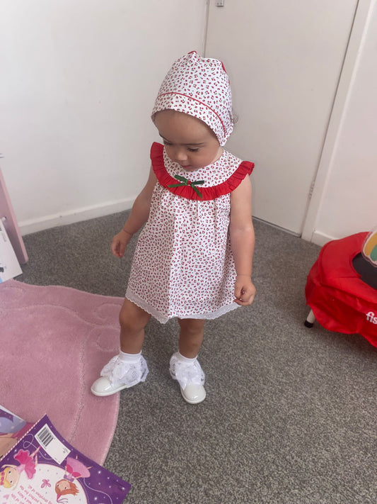BabyFerr Cherry Dress & Bonnet
