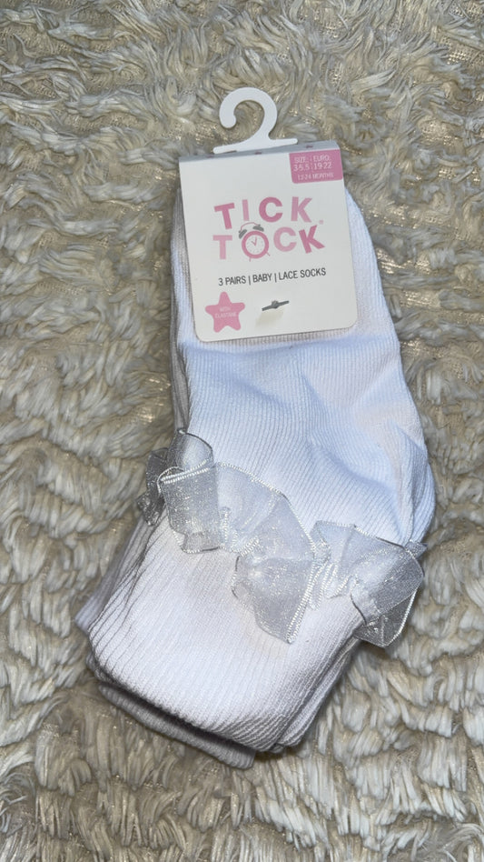 3 Pack White Frilly Socks